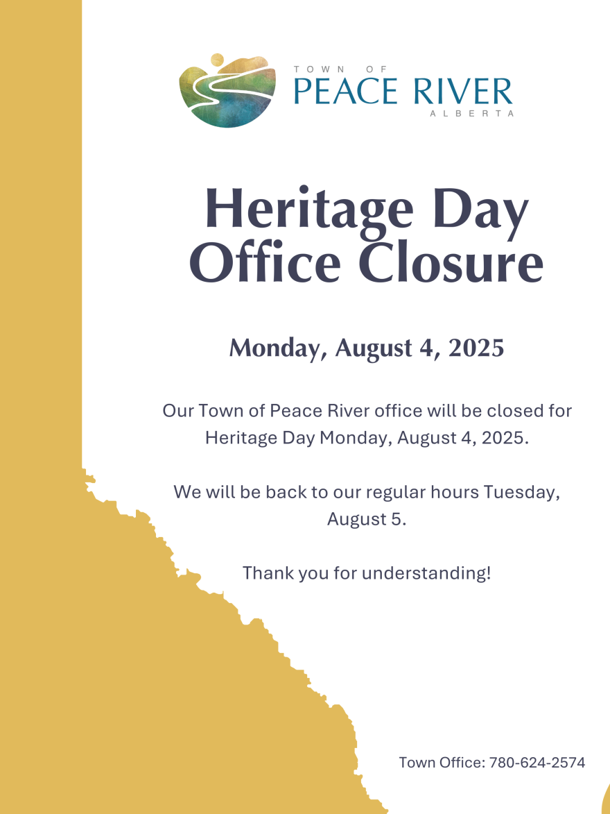 Office Closure for Heritage Day | Town of Peace River