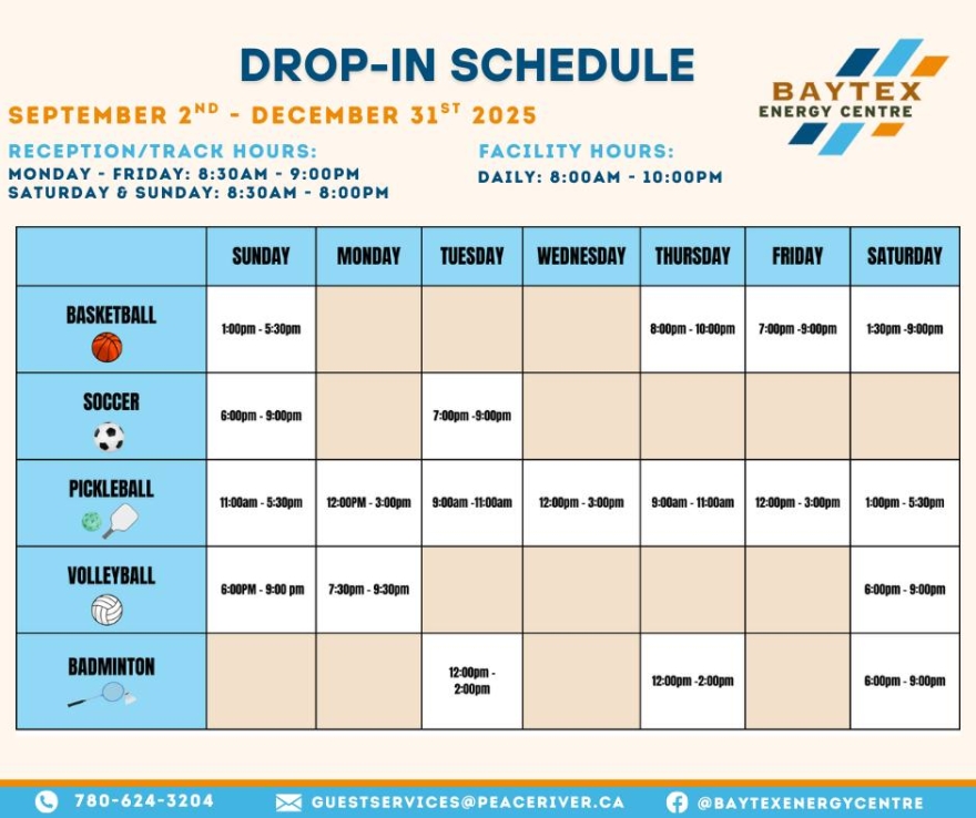 Drop-In Schedule 2025