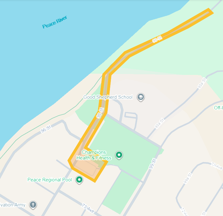 Map of road closure zone