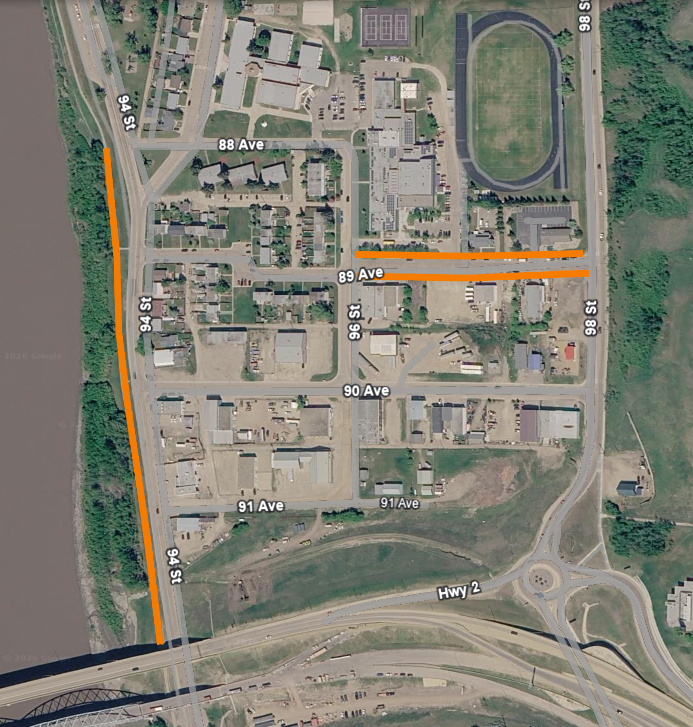 Map of the construction areas