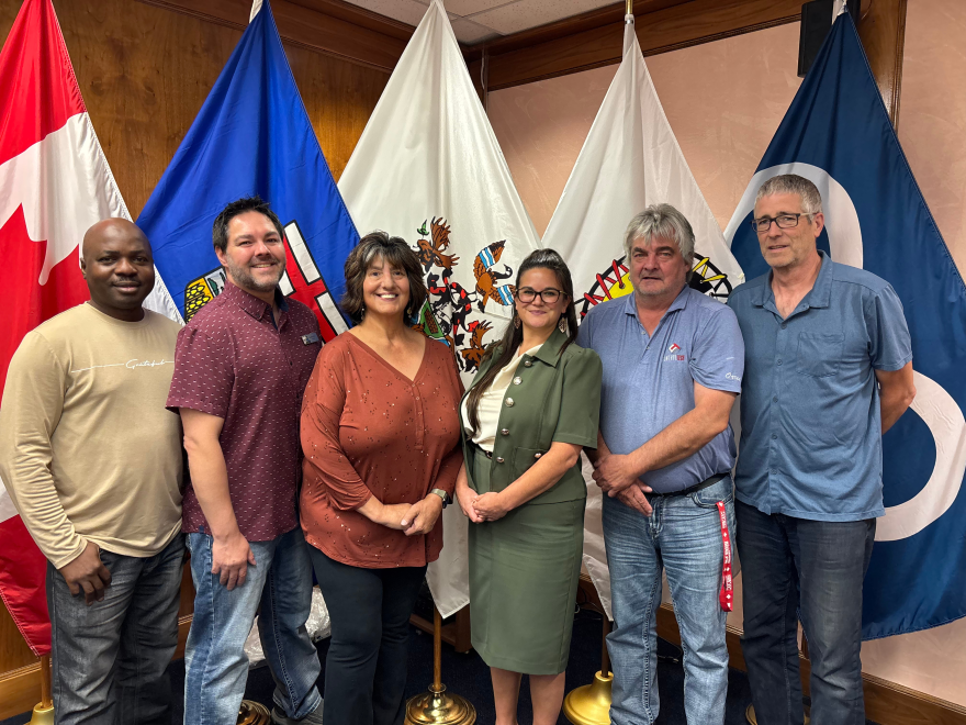 Council members with CAO Parsons. From Left to right: Y. Babalola B. Dous S. Shannon K. Parsons O. Ford B. Carr